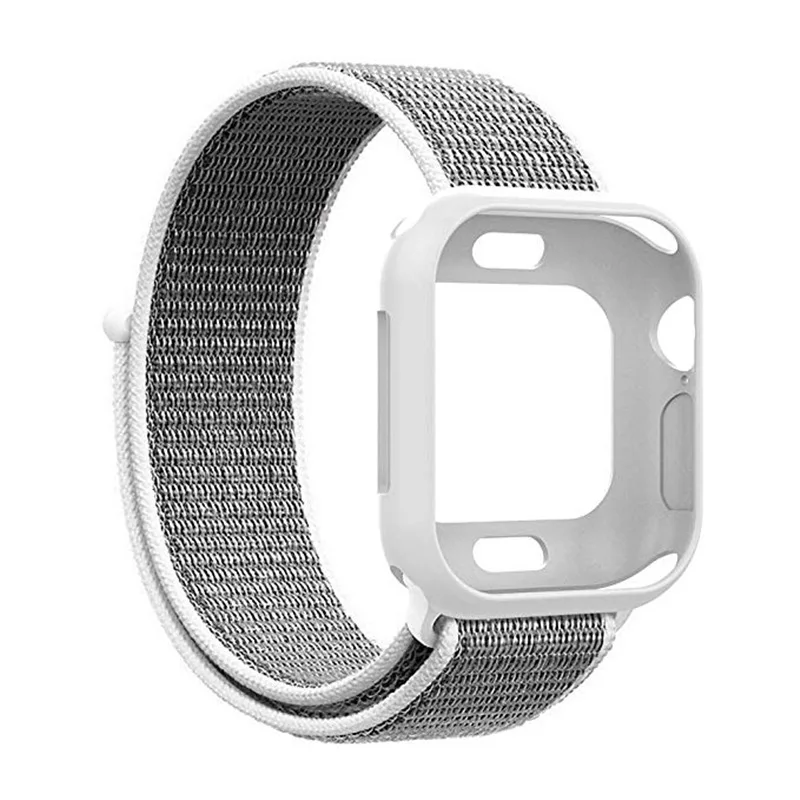 Seashell White Нейлоновый спортивный ремешок для Apple Watch 4/5 ремешок 40 мм 44 мм с защитным чехлом браслет для iWatch Apple Watch 42 мм 38 мм - Цвет ремешка: Seashell White