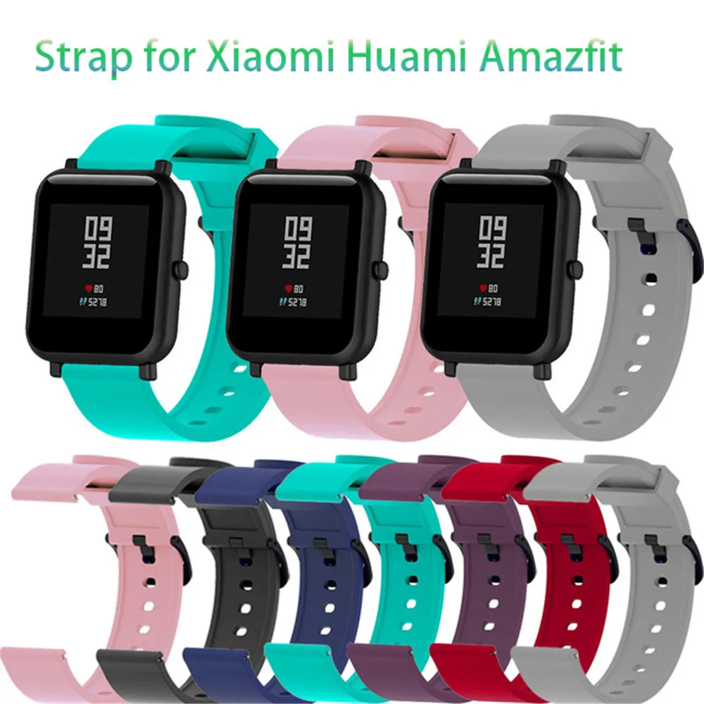 Цветной мягкий силиконовый спортивный ремешок для Xiaomi Huami Amazfit Bip Смарт-часы 20 мм сменный Браслет умный ремешок