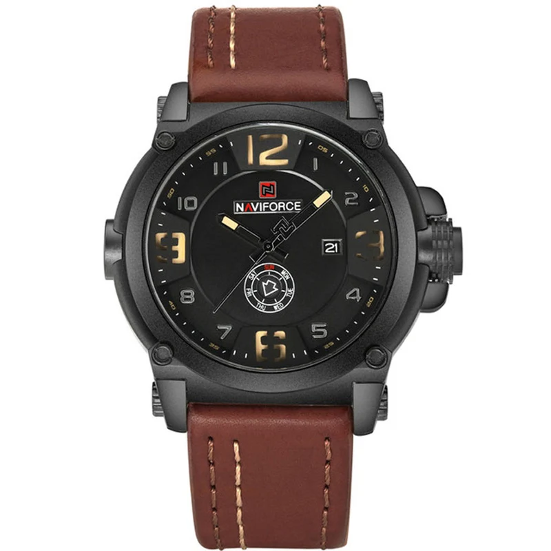Новая мода Для мужчин S Часы naviforce militray Спорт кварцевые Для мужчин часы кожа Водонепроницаемый мужской Наручные часы Relogio Masculino