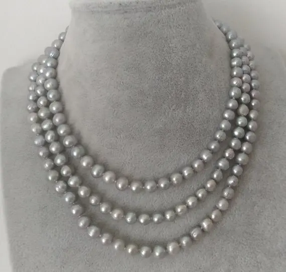 Уникальный жемчужный ювелирный магазин серое жемчужное ожерелье 7-8 мм 65 дюймов длинные жемчужные украшения очаровательный подарок для женщин на день рождения
