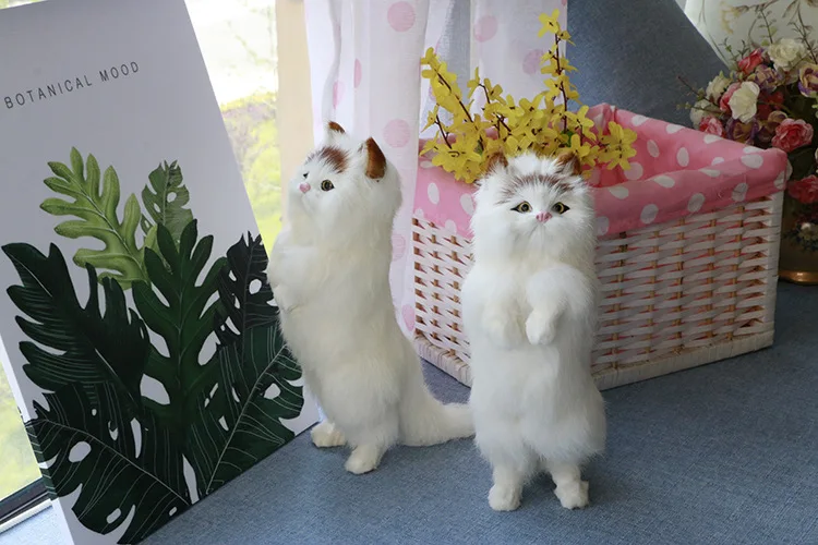 Моделирование кошек Животные модели домашний орнамент Фортуна кошка кукла детские плюшевые животные игрушки Реалистичные стоячие кошки рождественские подарки