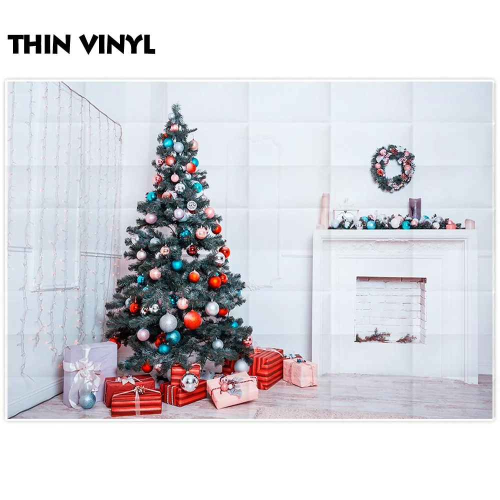 Allenjoy photocall background christmas living room fireplace gift tree white photobooth new arrival original design | Электроника
