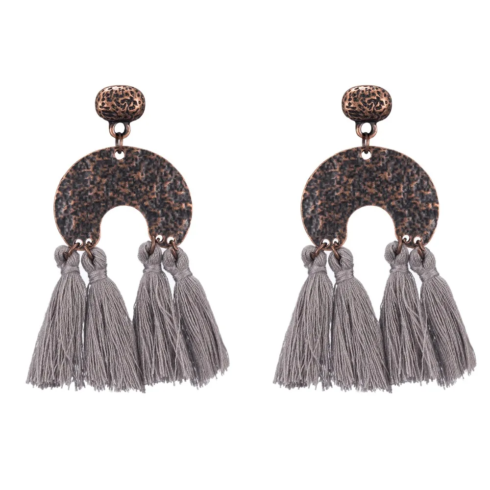 FAMSHIN Bohemian Handmade Tassel Earrings for Women Vintage Round Long Drop Wedding Party Bridal Fringed Jewelry Gift | Украшения и