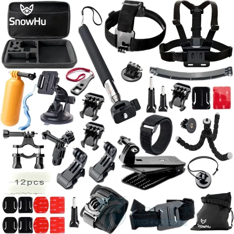 GS42 SnowHu, новинка, набор аксессуаров для Gopro hero, монопод для Go pro hero 8, 7, 6, 5, 4, для EKEN, H9, для xiaomi, для Yi, 4 K, Lite, EVA, чехол GS42 - Цвет: GS42