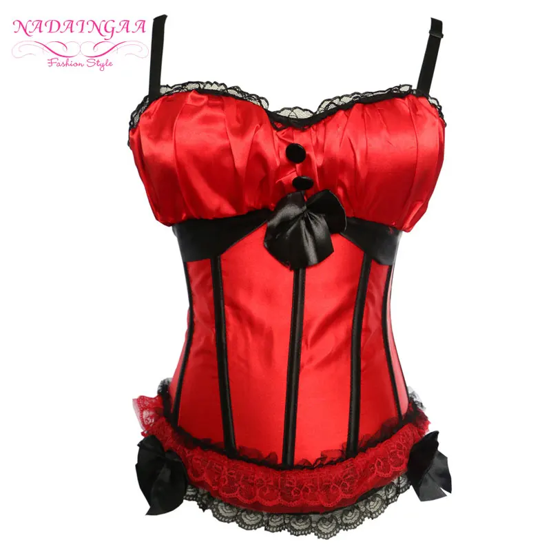 Women Sexy Satin Overbust Corset Lace up Busiter Shapewear Outfit Waist Trainer Slimming Cincher Corselet Plus Size S-6XL | Женская