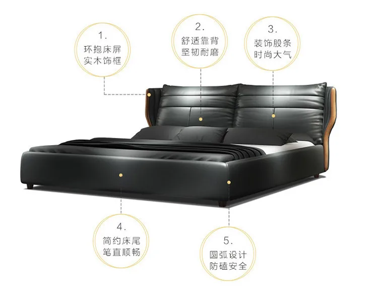 Рама DYMASTY натуральная кожа мягкая кровать современный дизайн кровать bett, cama мода king/queen Размер мебель для спальни