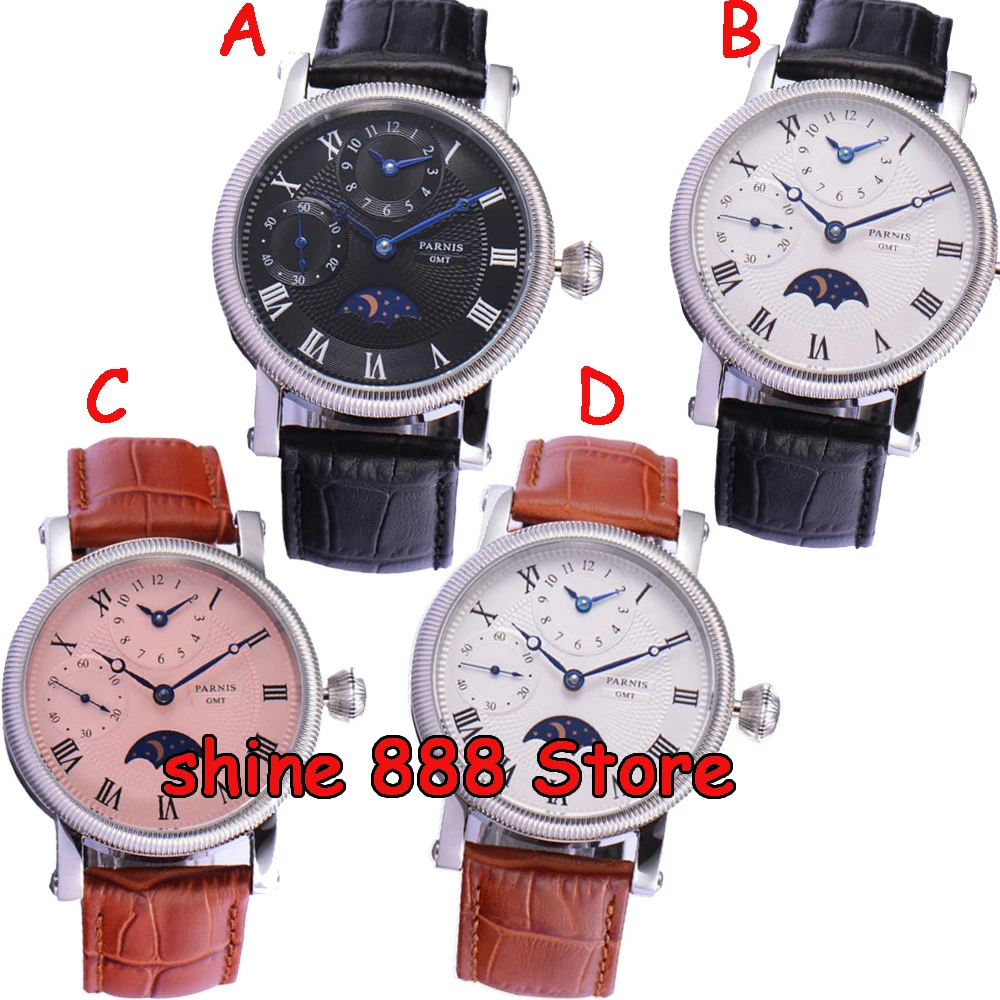 Часы наручные Parnis мужские с белым циферблатом роскошные ручным заводом