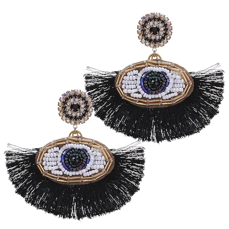 E0994 Black Sehuoran, женские серьги с кисточками, геометрические, с бахромой, разноцветные, висячие серьги, свадебные, вечерние, модные ювелирные изделия, подарки - Окраска металла: E0994 Black