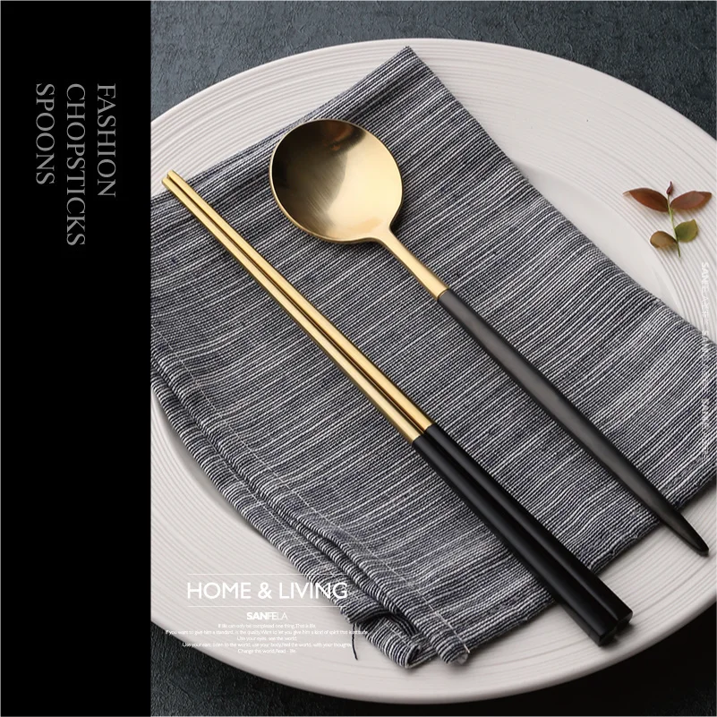 2 набора металлические палочки для суши из нержавеющей стали 304 Корейская ложка