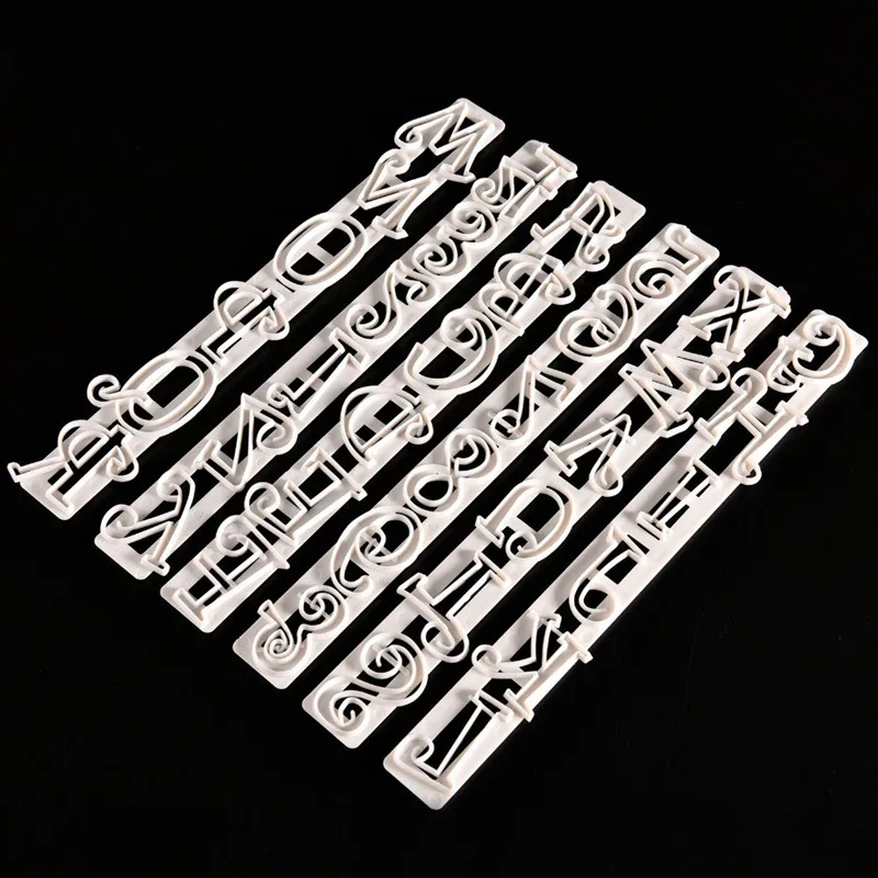 

6pcs/set Note Letters Alphabets Fondant Molds Cutters Embosser Sugar craft Moulds Cake Dessert Decoration DIY Bakeware Tools