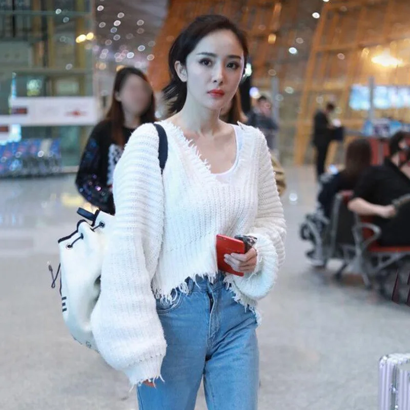 Женский многоцветный укороченный свитер черный Зимний вязаный пуловер с