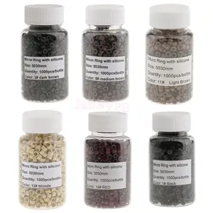 1000 шт.лот, кольца для волос, силиконовые бусины, накладные микро петли, кольца, термоусадочные, обжимные, для наращивания волос, черные, светлые, коричневые, красные