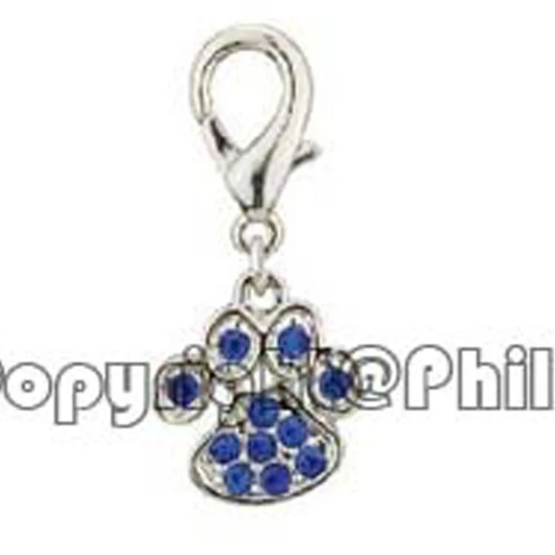 NEW crystals metal 16mm paw print charm dog collar jewelry accessories 12pcs(4Stones color way equally mixed) lot | Украшения и