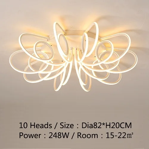10 Heads Dia 82CM Современный светодиодный светильник для гостиной, спальни, столовой, люстра, потолочный светильник, освещение для дома - Цвет абажура: 10 Heads Dia 82CM