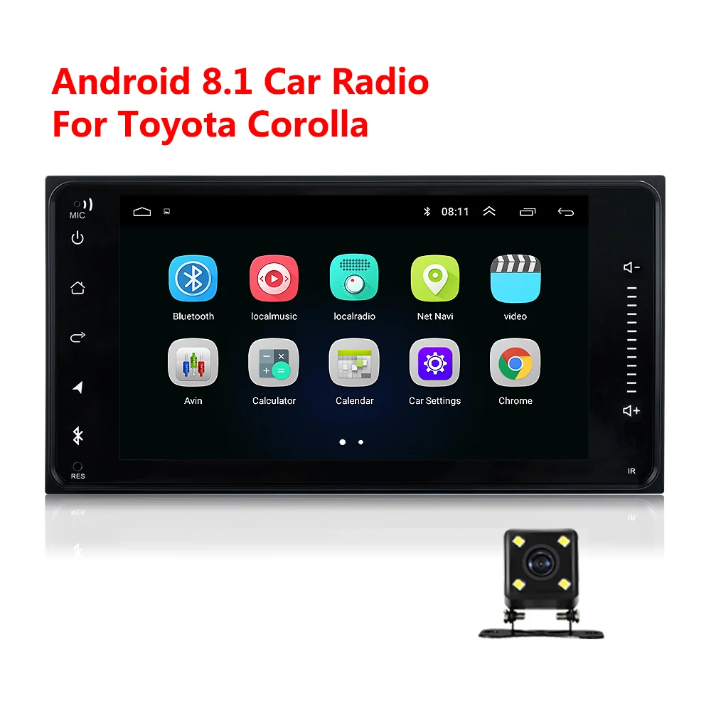 with 4 led Android 8,1 Двойной Дин радио для Toyota Terios Старый Corolla Camry wifi Bluetooth gps навигация Универсальный Радио Емкостный - Цвет: with 4 led