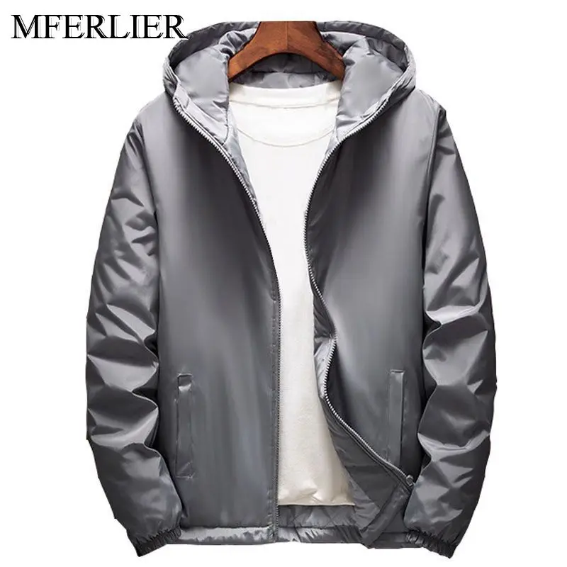 Мужская повседневная однотонная куртка MFERLIER размер 5XL 6XL обхват груди 140 см осень
