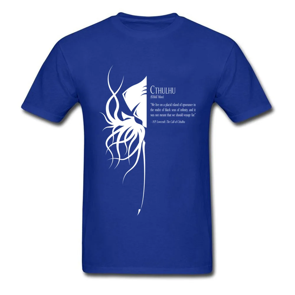 Cthulhu футболка Летняя футболка мужская футболка с принтом черно-белая одежда с коротким рукавом мультяшная футболка гик шик топы хлопок - Цвет: Синий
