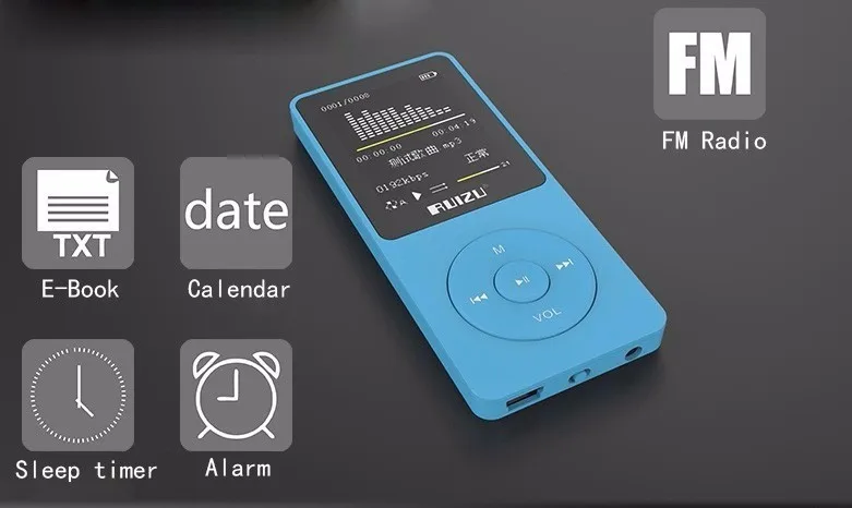 MP3-плееры ruizu x02 8 г/16 г с 1.8 дюймов Экран мини плеер может играть 100 часа с FM, электронная книга, часы, данные mp3