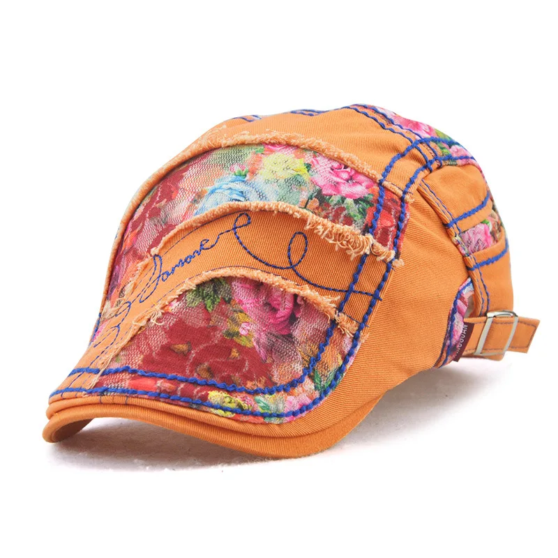 Женская кепка с козырьком [jama] Кепка принтом в стиле пэчворк от солнца весна