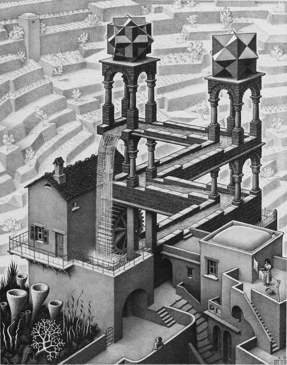Домашний декор M C Escher рисунок с оптической иллюзией 1 шёлковый художественный