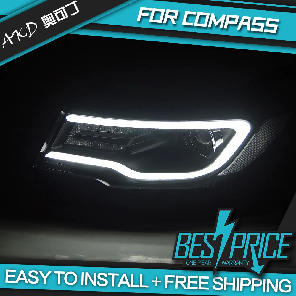 Car Styling for Compass Headlights 2017 LED Headlight DRL Dynamic Signal Hella 5 Bi-Xenon Projector Lens Hid D2H | Автомобили и