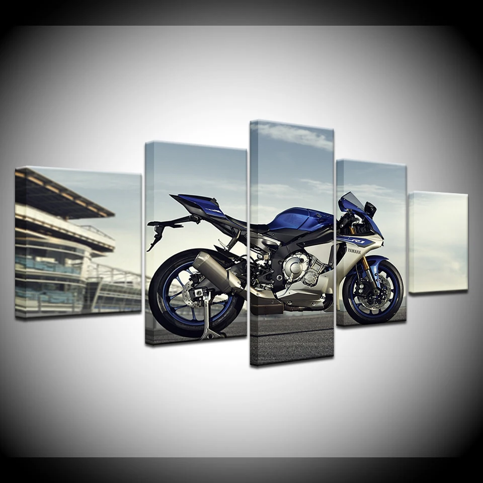 

R1M Motorcycle 5 Piece HD Wallpapers Art Canvas Print modern Poster Modular art painting for Living Room Home Decor