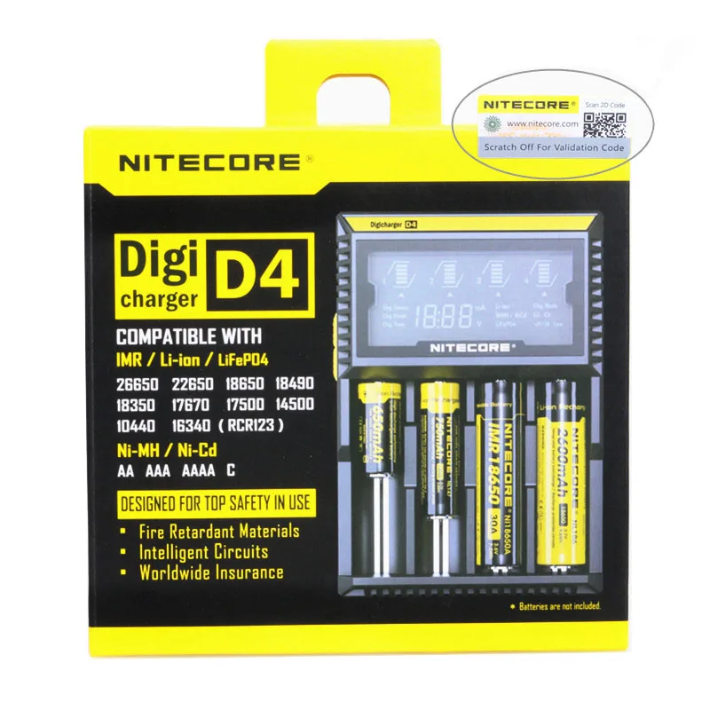 Зарядное устройство Nitecore D4 Digi 100% оригинал ЖК дисплей интеллектуальная схема