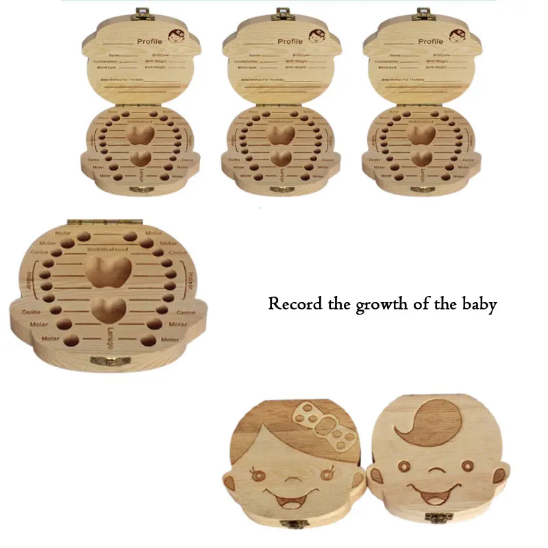 Caja de madera para guardar el cord&oacute;n Umbilical del beb&eacute;, almacenamiento creativo en ingl&eacute;s, espa&ntilde;ol, franc&eacute;s, ruso e italiano-0