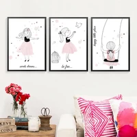 sure life swing princess little girl canvas paintings wall art pictures birthday gift poster and print for bedroom home decor