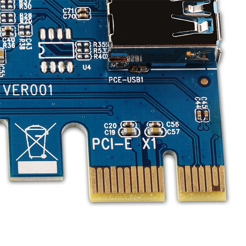 Плата адаптера Райзера Ubit PCI E Rabbet Ethernet Mining 2 в 1 плата к 1X разъему 16X с кабелем
