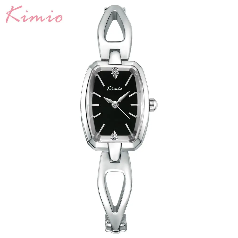 Black Kimio, Топ бренд, модные женские часы, квадратный циферблат, платье, Женский браслет, наручные часы, кварцевые часы, Relogio Feminino, Женская подарочная коробка - Цвет: Black