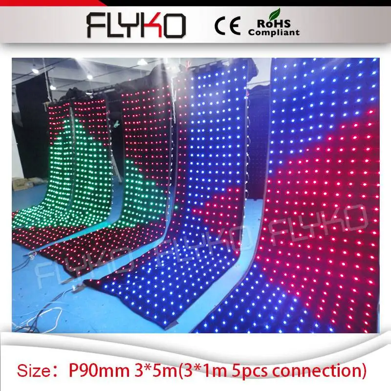 Мягкий экран дисплея Гибкая занавеска rgb3 в 1 Светодиодная видео ткань для сцены