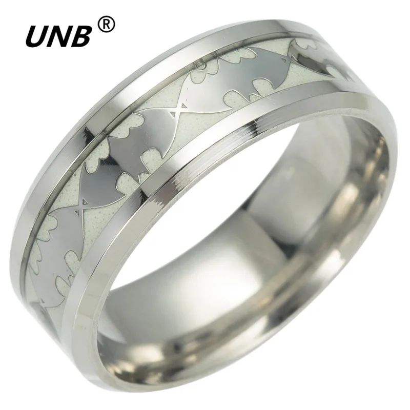 2017 Retro Luminous Men Ring Stainless Steel Batman Men's Rings Wedding Jewelry For Women Metal Material Bijoux Gifts | Украшения и