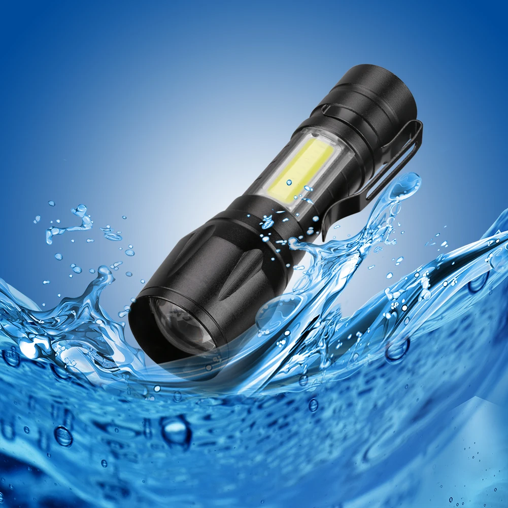 Новейшая модель Зарядка через USB XPE + COB светодиодный вспышка светильник лампа