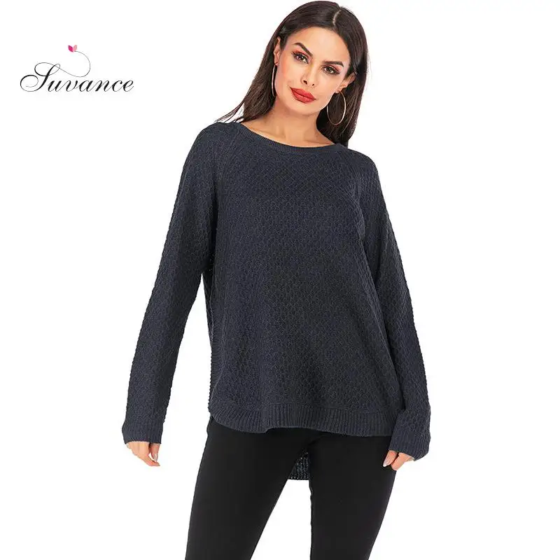 Женский трикотажный свитер с круглым вырезом 3 цвета | Женская одежда