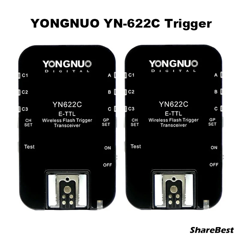 Two Transceivers Светодиодная лампа для видеосъемки Yongnuo YN 622C, YN-622C Беспроводной ETTL HSS 1/8000 S вспышка триггера 2 трансиверы для Canon 1100D 1000D 650D 600D 550D 7D 5DII 50D - Цвет: Two Transceivers