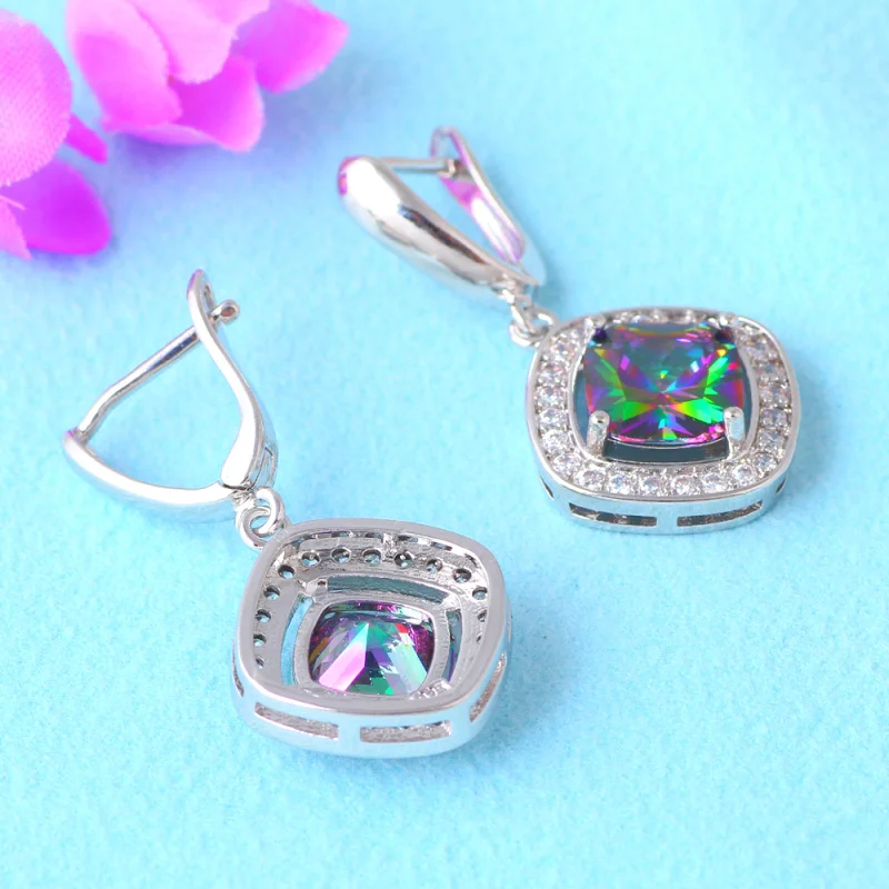 Женские серьги подвески с цирконом серебряного цвета|earrings lock|earrings fruitearring tray |