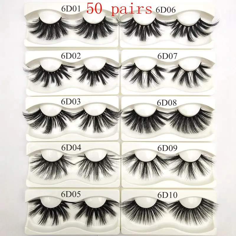 50 pairs Buzzme 6D стиль 25 мм 20 пар в упаковке искусственные норковые ресницы мягкая легкая ресницы шелковые ресницы - Цвет: 50 pairs