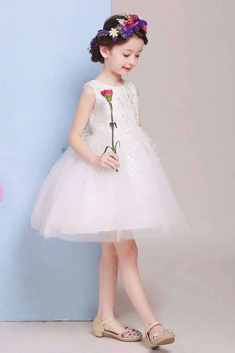 AmzBarley Girls Lace formal dress Bowknot Ball Gown Toddler girls Wedding Party Costume Mesh Princess Clothes | Детская одежда и
