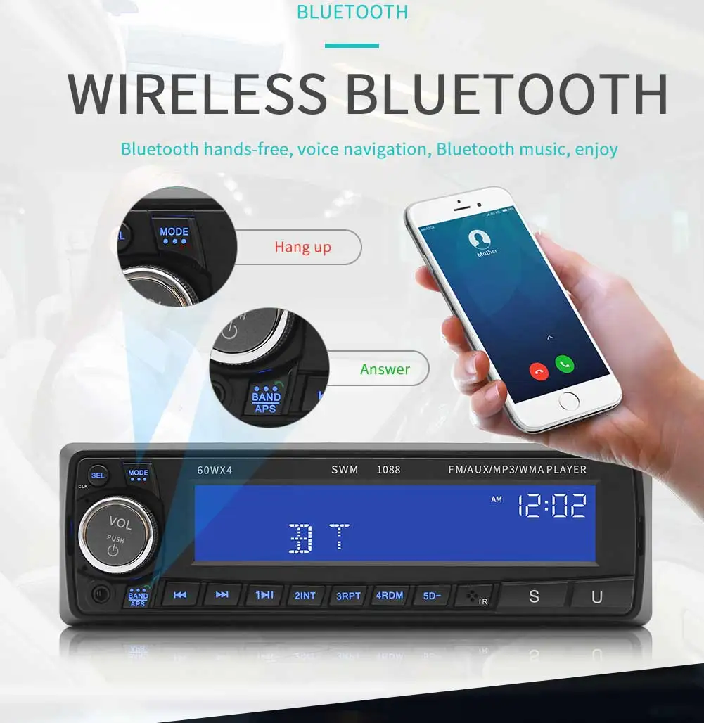 12 В Bluetooth USB/SD/AUX mp3-плеер радио Автомобильный Электронный стерео аудио одиночный Din FM handsfree музыкальный автомобильный CD-плеер