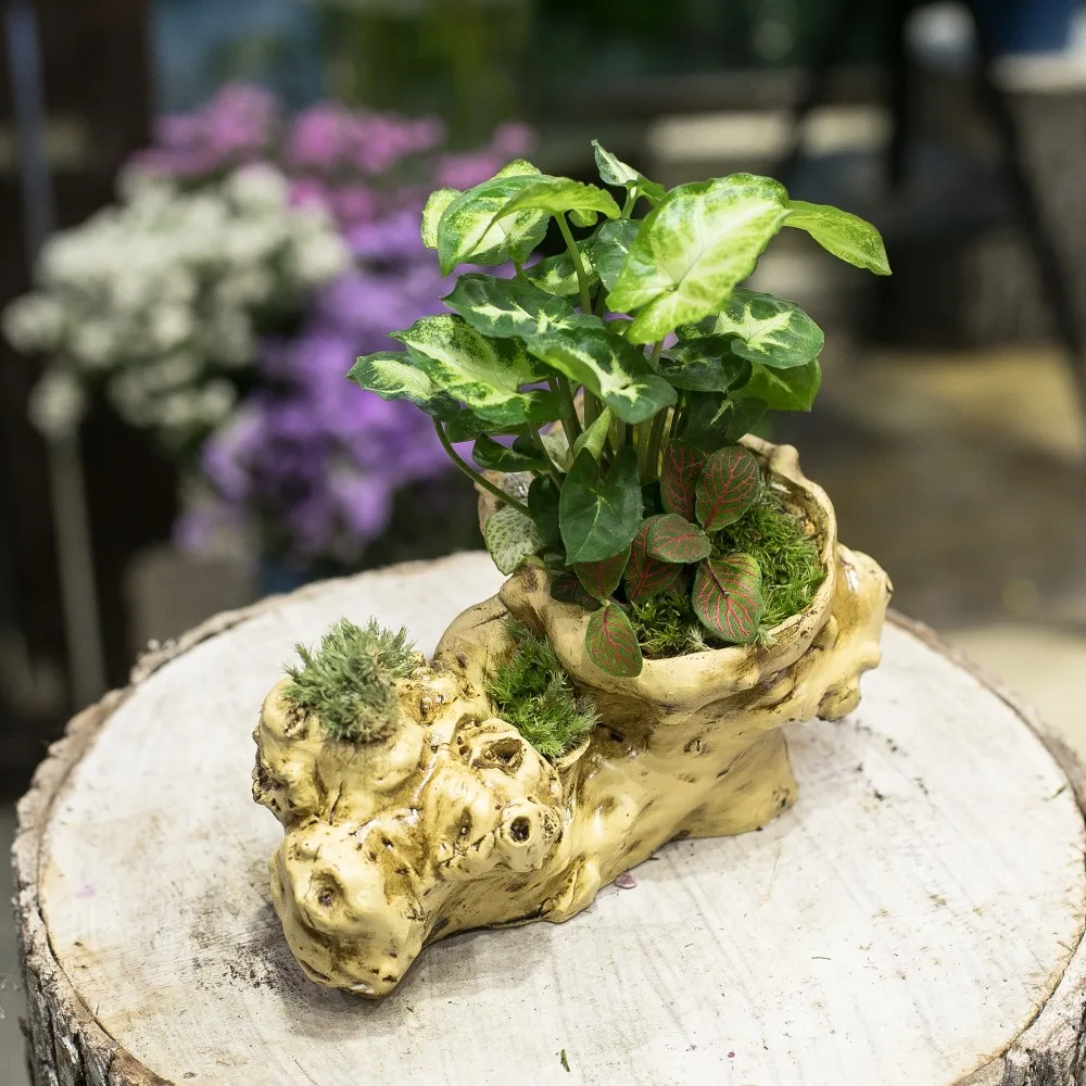 Смоляный искусственный скрученный корень цветочный горшок скульптура