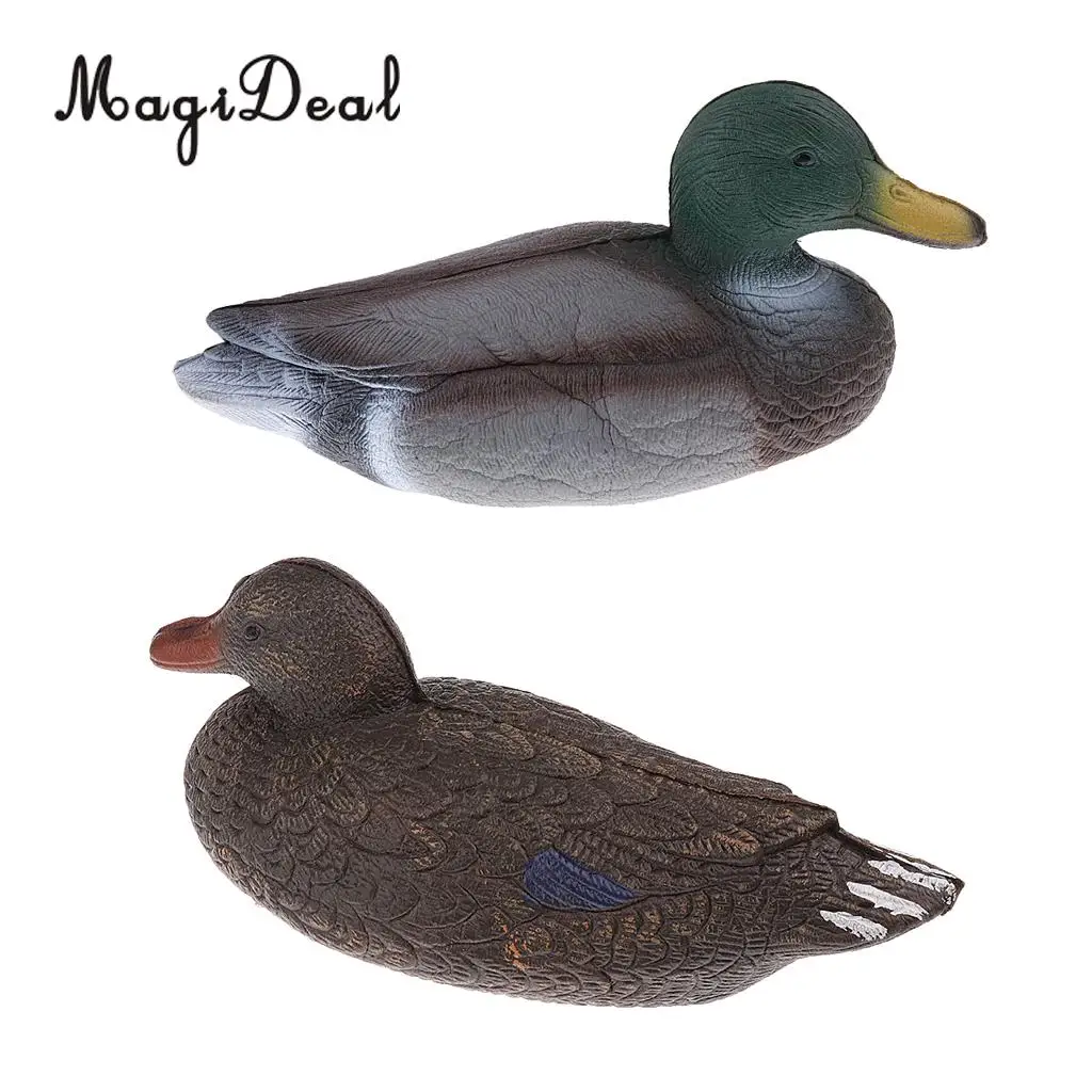 MagiDeal 2 Pcs Fishing Hunting Male Decoy Plastic Duck Decoy Drake w/ Floating Keel