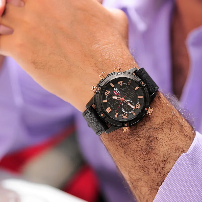 Роскошные Брендовые мужские часы модные спортивные с кожаным ремешком Мужские