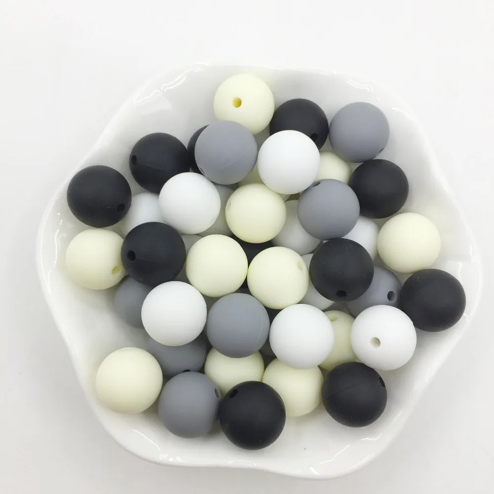 10-12-15 силиконовые бусины классические цвета для прорезывания зубов безопасные из