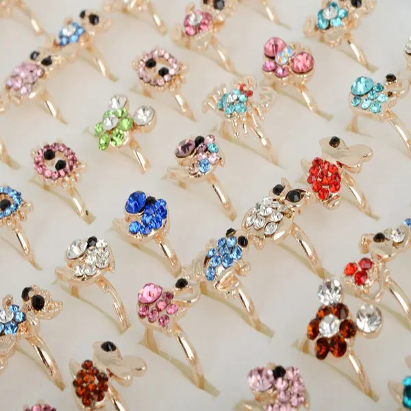 Смешанный Лот Оптовая Продажа 30 шт. детей Кольца с настоящими Австрийскими