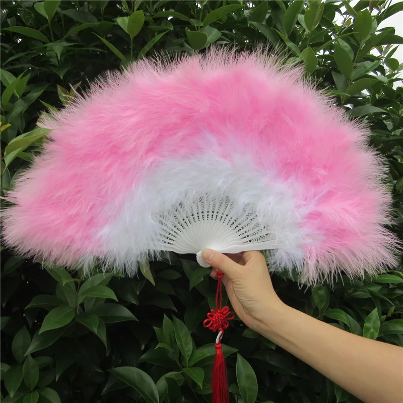 

High Quality 1pcs Feather Fan For Dance Props Hand 50*30cm Goose Feather Folding Fans Wedding Dance performance DIY decoration