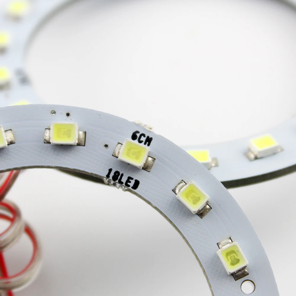 YM E-Bright 2 PCS Angel Eye 60MM 1210 18 LEDs 3528 6CM Halo Rings 12V DC SMD 144Lm For Car Lights Headlight Cold White | Автомобили и