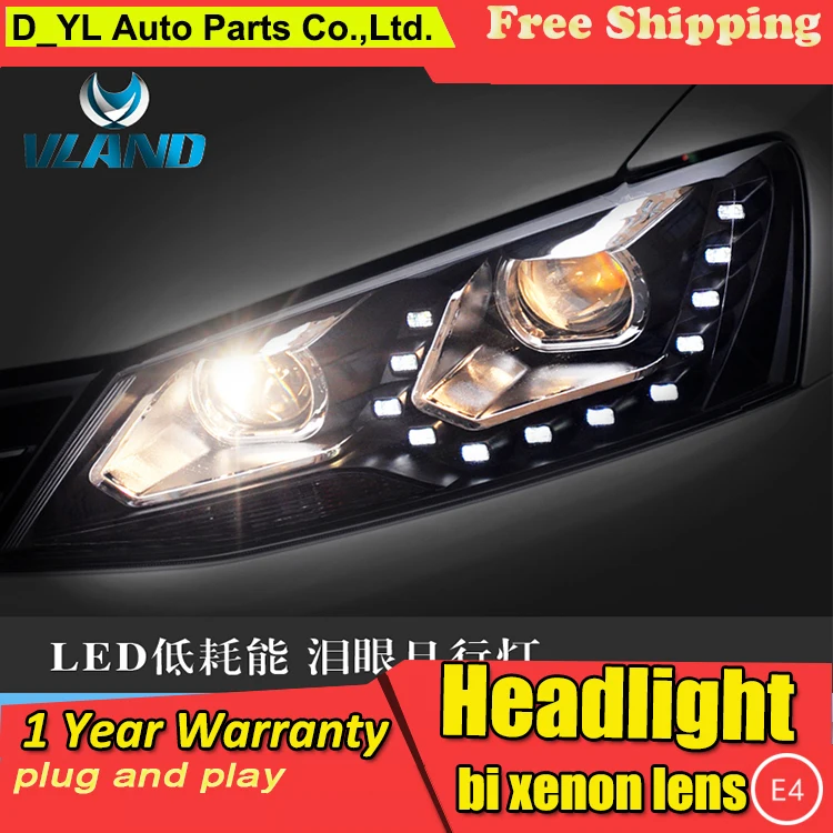 

D-YL Car Styling for VW Jetta Headlights 2012-2015 Jetta LED Headlight DRL Bi Xenon Lens High Low Beam Parking Fog Lamp