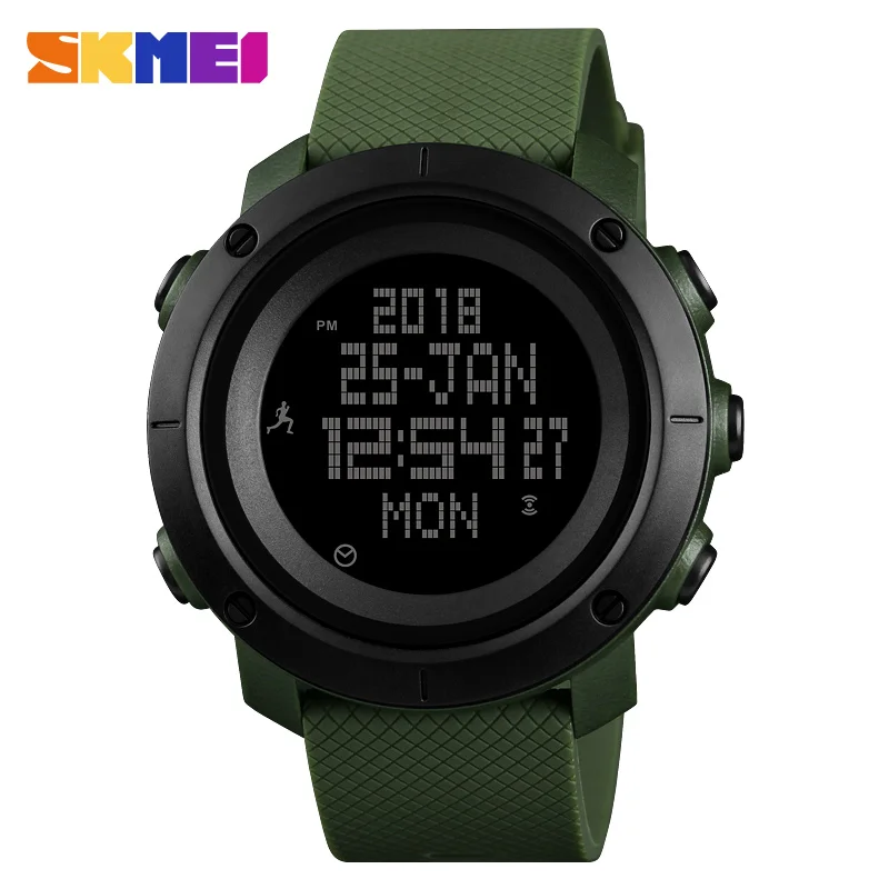 Green(Black) SKMEI компасы спортивные часы для мужчин и женщин 5 бар водонепроницаемые уличные военные цифровые наручные часы шагомер калории Relogio Masculino - Цвет: Green(Black)