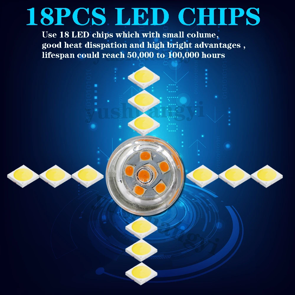 YSY 10x W21W светодиодный лампочка T20 7440 1156 BA15S 18SMD 3030 чип Автомобильный задний фонарь